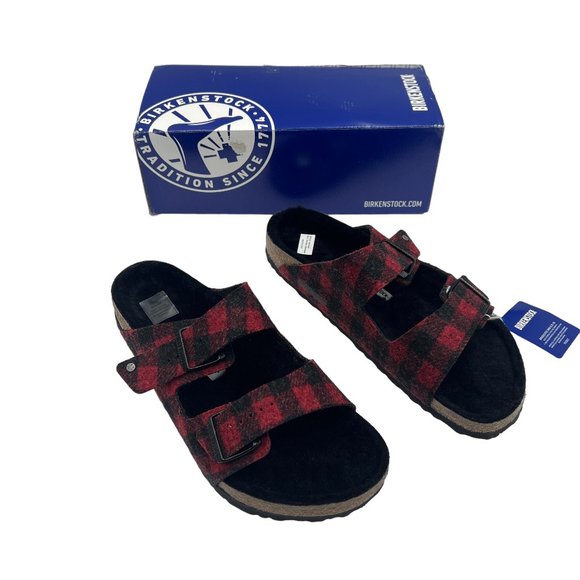 Birkenstock Arizona Rivet Plaid Red Slide Sandals Size EU 44 / US 11 main image 16